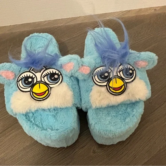 NWOB Dolls Kill x Furby Blue Furry Sandals - Picture 3 of 7